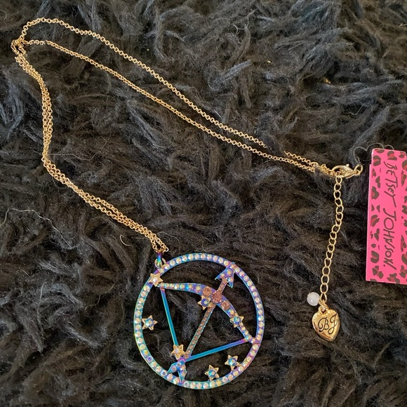 BETSEY JOHNSON Two-Tone Multi-Stone Sagittarius Zodiac Pendant Necklace NWT - Picture 13 of 16